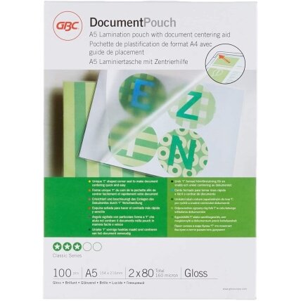 Laminavimo vokeliai GBC, A5, 154x216 mm, 80 mik., blizgūs, 100 vnt. Laminavimo vokeliai GBC, A5, 154x216 mm, 80 mik., blizgūs, 100 vnt.