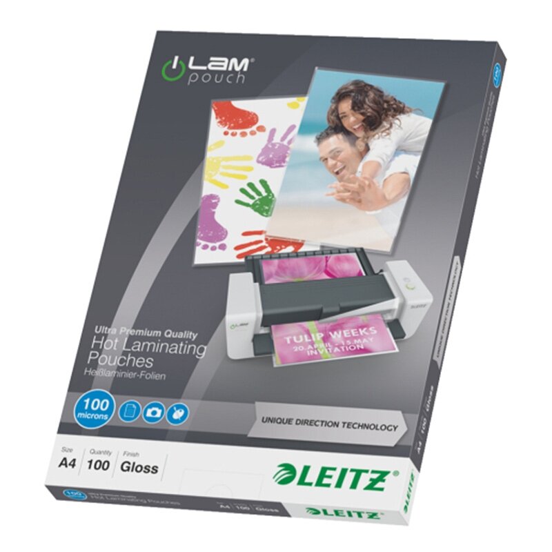Laminavimo vokeliai Leitz A4, 100 mic. UDT, 100 vnt. Laminavimo vokeliai Leitz A4, 100 mic. UDT, 100 vnt.