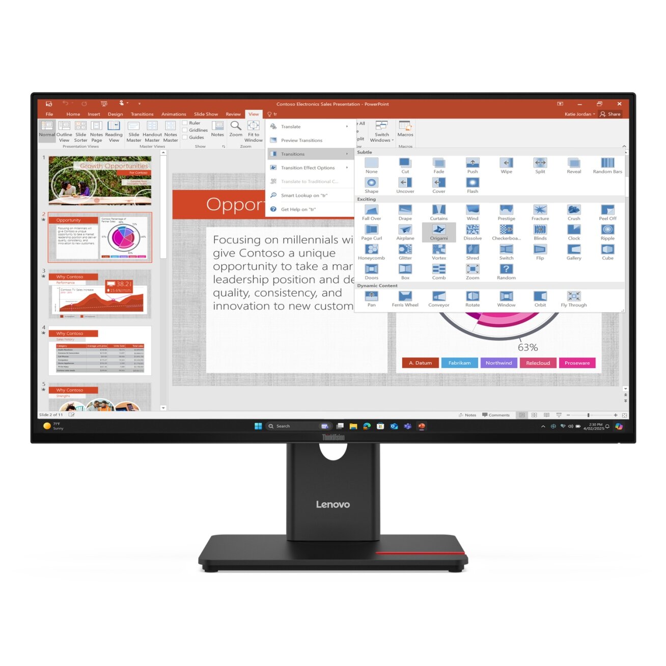 Lenovo Monitor  ThinkVision T27-40 Black (27 ")