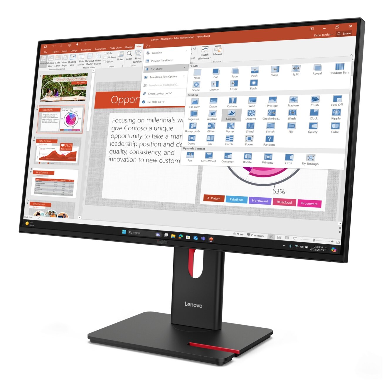 Lenovo Monitor  ThinkVision T27-40 Black (27 ") 1