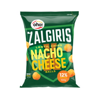 Lęšių traškučiai OHO! Žalgiris Nacho cheese balls, 100g