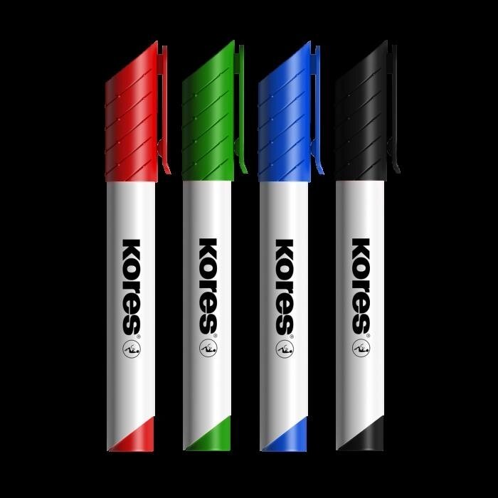 Lentos žymeklio rinkinys KORES K-Marker XW1 ovalus antgalis, 4 spalvos + triniklis 1 Lentos žymeklio rinkinys KORES K-Marker XW1 ovalus antgalis, 4 spalvos + triniklis 1