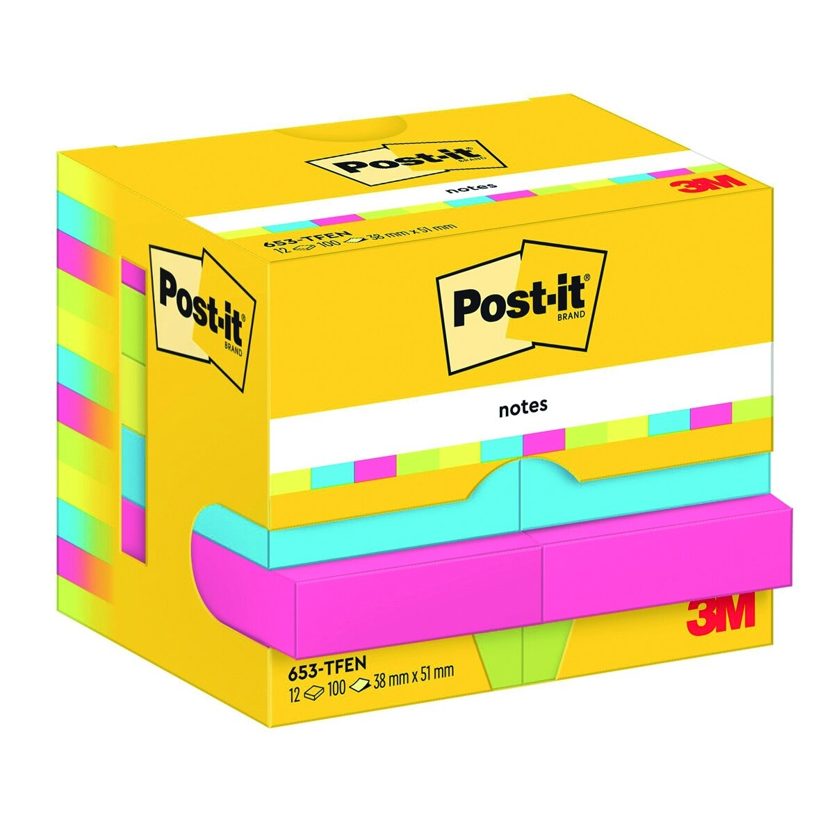 Lipnūs lapeliai POST-IT Energetic colours, 38 x 51 mm, įvairūs ryškūs atspalviai, 12 vnt./pak. Lipnūs lapeliai POST-IT Energetic colours, 38 x 51 mm, įvairūs ryškūs atspalviai, 12 vnt./pak.