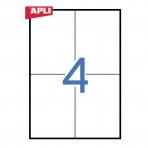 Lipnios etiketės APLI, 105 x 148 mm, A4, 4 lipdukai lape, 100 lapų, balta