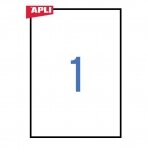 Lipnios etiketės APLI, 210 x 297 mm, A4, 1 lipdukai lape, 100 lapų, balta