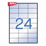 Lipnios etiketės APLI, 70 x 37 mm, A4, 24 lipdukai lape, 20 lapų, skaidri
