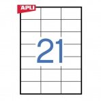Lipnios etiketės APLI, 70 x 42,4 mm, A4, 21 lipdukai lape, 100 lapų, balta