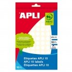 Lipnios etiketės APLI, apvalūs, diam. 10 mm,18 l., balta