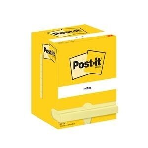 Lipnūs lapeliai POST-IT, 76x102mm, pakuotėje 12 blokelių po 100 lapelių, geltona Lipnūs lapeliai POST-IT, 76x102mm, pakuotėje 12 blokelių po 100 lapelių, geltona