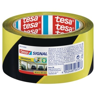 Lipni žymėjimo juosta TESA Signal , PP, 50mm x 66m, geltona-juoda
