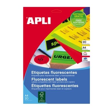 Lipnios etiketės APLI, 99,1 x 67,7 mm, A4, 8 lipdukai lape, 20 lapų Lipnios etiketės APLI, 99,1 x 67,7 mm, A4, 8 lipdukai lape, 20 lapų