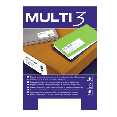 Lipnios etiketės MULTI-3, 105 x 148 mm, A4, 100 lapų, balta Lipnios etiketės MULTI-3, 105 x 148 mm, A4, 100 lapų, balta