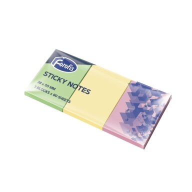 Lipnių lapelių rinkinys FOROFIS, 3 neoninės spalvos, 80 lapelių, 38 x 50 mm Lipnių lapelių rinkinys FOROFIS, 3 neoninės spalvos, 80 lapelių, 38 x 50 mm