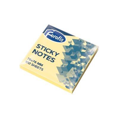 Lipnūs lapeliai FOROFIS 76x76mm 100 lapelių, gelsvos pastelinės spalvos Lipnūs lapeliai FOROFIS 76x76mm 100 lapelių, gelsvos pastelinės spalvos