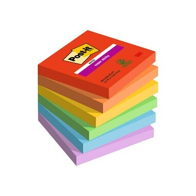 Lipnūs lapeliai Post-it Super Sticky 76 mm x 76 mm, pak. - 6 blokeliai, po 90 lapelių, ryškios spal Lipnūs lapeliai Post-it Super Sticky 76 mm x 76 mm, pak. - 6 blokeliai, po 90 lapelių, ryškios spal