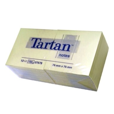 Lipnūs lapeliai TARTAN, 76 x 76 mm, 12 vnt./pak., geltonos sp. Lipnūs lapeliai TARTAN, 76 x 76 mm, 12 vnt./pak., geltonos sp.