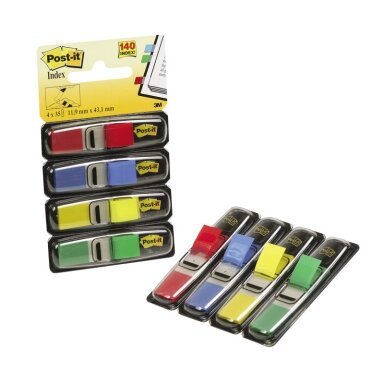 Lipnūs žymekliai POST-IT, keičiami, 11,9 x 43,1 mm, 4 spalvos Lipnūs žymekliai POST-IT, keičiami, 11,9 x 43,1 mm, 4 spalvos