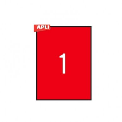 Lipnios etiketės APLI, 210 x 297 mm, A4, 1 lipdukai lape, 20 lapų, raudona 2