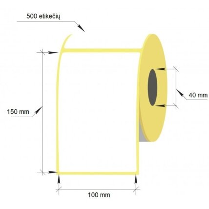 Lipnios Termo etiketės 100x150mm 500 vnt rulone 1 Lipnios Termo etiketės 100x150mm 500 vnt rulone 1