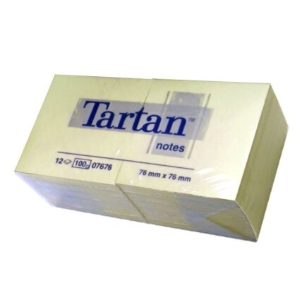 Lipnūs lapeliai TARTAN, 76 x 76 mm, 12 vnt./pak., geltonos sp. Lipnūs lapeliai TARTAN, 76 x 76 mm, 12 vnt./pak., geltonos sp.