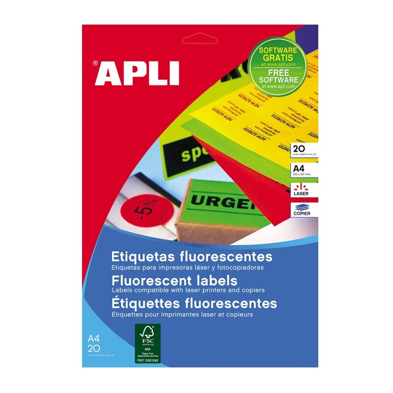 Lipnios etiketės APLI, 99,1 x 67,7 mm, A4, 8 lipdukai lape, 20 lapų Lipnios etiketės APLI, 99,1 x 67,7 mm, A4, 8 lipdukai lape, 20 lapų