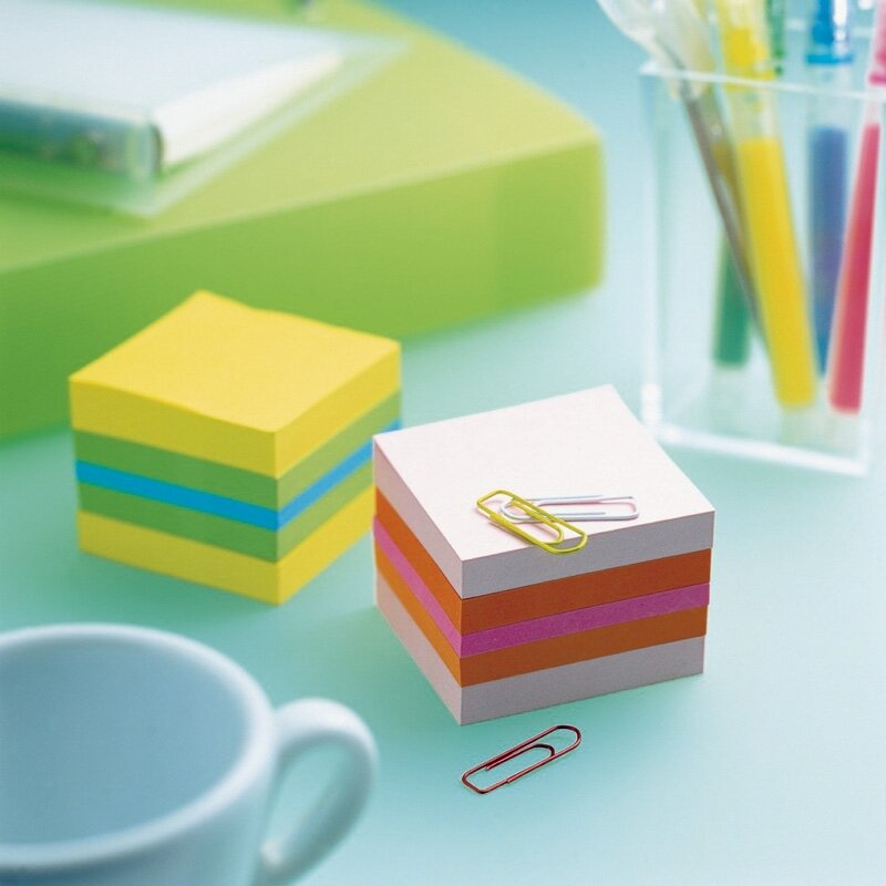 Lipnių lapelių kubas POST-IT MINI LEMON, 51 x 51 mm, 400 lapelių, įvairios spalvos 1
