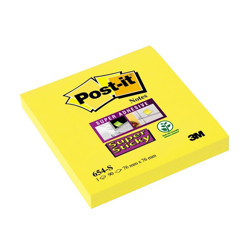 Lipnūs lapeliai POST-IT Super sticky, 76 x 76 mm, 90 lapelių Lipnūs lapeliai POST-IT Super sticky, 76 x 76 mm, 90 lapelių