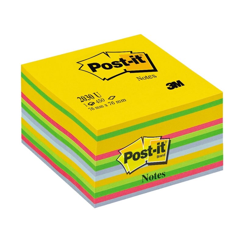 Lipnūs lapeliai POST-IT Ultra kubas, 76 x 76 mm, 450 lapelių, įvairios spalvos Lipnūs lapeliai POST-IT Ultra kubas, 76 x 76 mm, 450 lapelių, įvairios spalvos