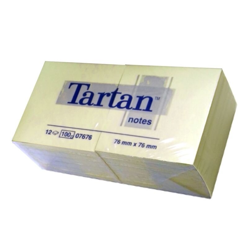 Lipnūs lapeliai TARTAN, 76 x 76 mm, 12 vnt./pak., geltonos sp. Lipnūs lapeliai TARTAN, 76 x 76 mm, 12 vnt./pak., geltonos sp.