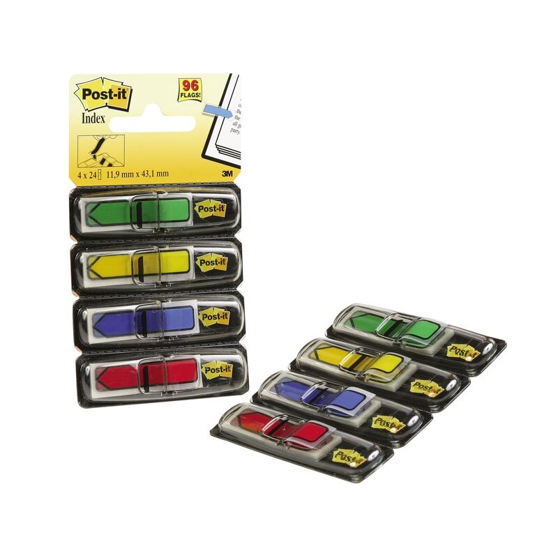 Lipnūs žymekliai POST-IT Strėlytės, keičiami, 4 spalvos Lipnūs žymekliai POST-IT Strėlytės, keičiami, 4 spalvos