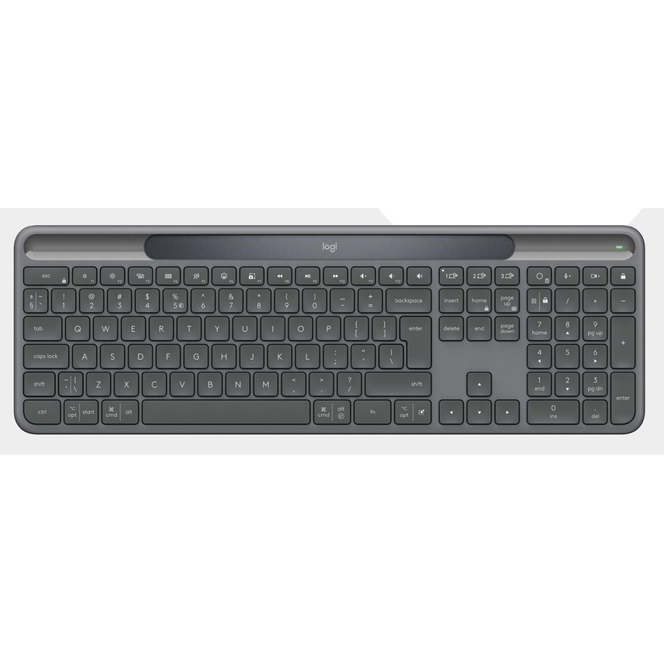 Logitech Signature Slim Solar+ K980 for Business Wireless Keyboard, RF+Bluetooth, US Int, Graphite