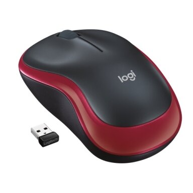 Logitech M185 Belaidė pelė, RF Wireless, 1000 DPI, Juoda/Raudona Logitech M185 Belaidė pelė, RF Wireless, 1000 DPI, Juoda/Raudona