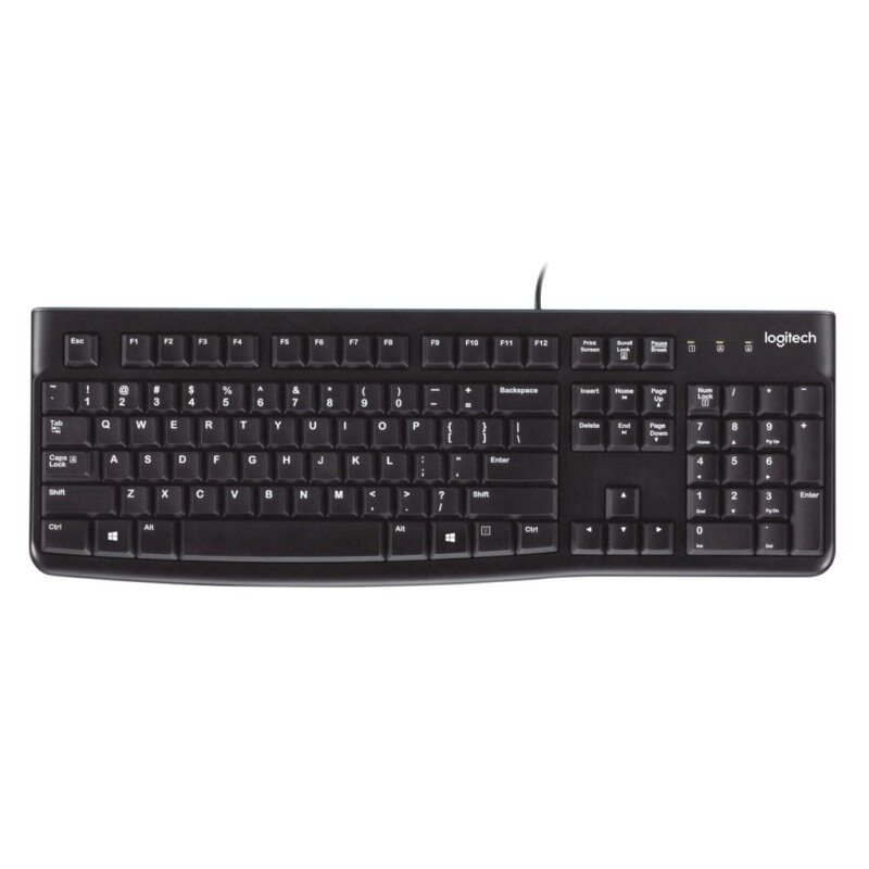 Logitech K120 Laidinė klaviatūra USB-A US Int, Juoda