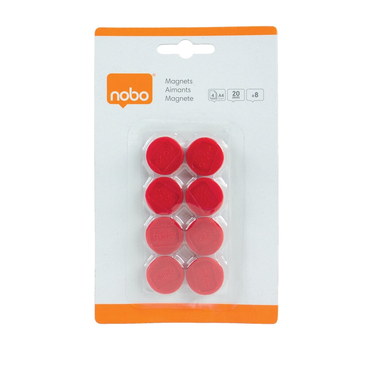 Magnetai NOBO, 20 mm, 8 vnt., raudona sp. 1 Magnetai NOBO, 20 mm, 8 vnt., raudona sp. 1