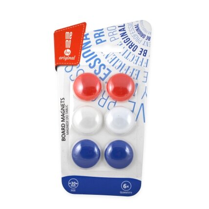 Magnetai MemoBe, 30 mm., 6 vnt., įvairių spalvų 1