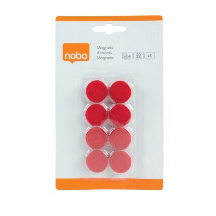 Magnetai NOBO, 20 mm, 8 vnt., raudona sp. 1 Magnetai NOBO, 20 mm, 8 vnt., raudona sp. 1