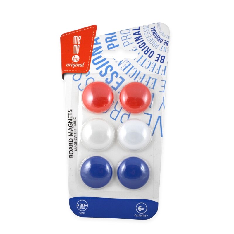 Magnetai MemoBe, 30 mm., 6 vnt., įvairių spalvų 1