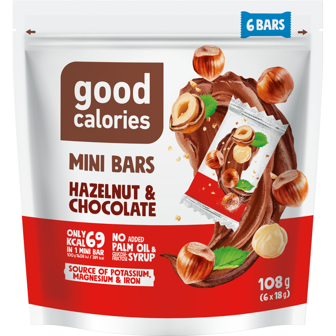 Mini datulių batonėliai GOOD CALORIES, su riešutais ir šokoladu, 108 g