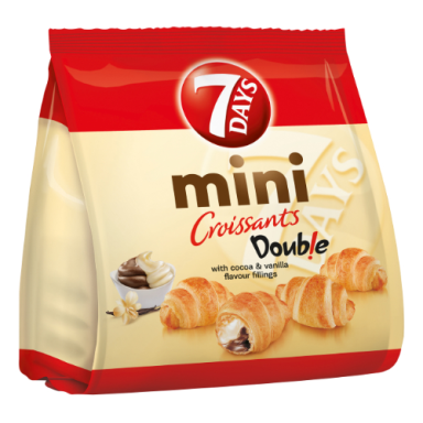 Mini raguoliai 7 DAYS, su kakavos ir vanilės skonio įdaru, 185 g Mini raguoliai 7 DAYS, su kakavos ir vanilės skonio įdaru, 185 g