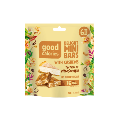 Mini riešutų batonėliai GOOD CALORIES sūrio pyrago skonio, 102 g