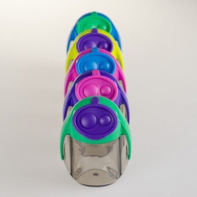 "MIGOO" plastikinis dvigubas drožtukas, 5 mišrios spalvos plastikinėje dėžutėje 1
