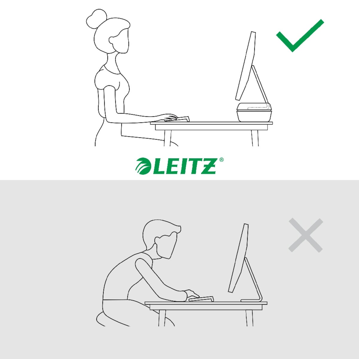 Monitoriaus stovas Leitz Ergo, reguliuojamas, pilkos spalvos 3 Monitoriaus stovas Leitz Ergo, reguliuojamas, pilkos spalvos 3
