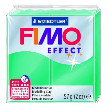 Modelinas FIMO EFFECT, 57 g, permatoma žalia sp.