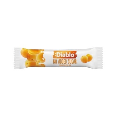 Musli batonėlis su abrikosų skonio jogurtu, DIABLO, be pridėtinio cukraus, 30g Musli batonėlis su abrikosų skonio jogurtu, DIABLO, be pridėtinio cukraus, 30g