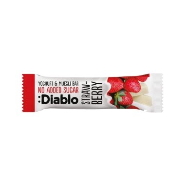 Musli batonėlis su braškių skonio jogurtu, DIABLO, be pridėtinio cukraus, 30g Musli batonėlis su braškių skonio jogurtu, DIABLO, be pridėtinio cukraus, 30g