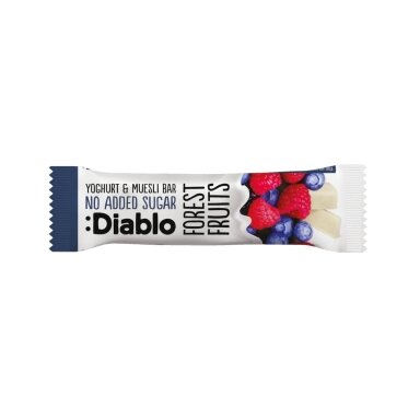 Musli batonėlis su miško vaisių skonio jogurtu, DIABLO, be pridėtinio cukraus, 30g Musli batonėlis su miško vaisių skonio jogurtu, DIABLO, be pridėtinio cukraus, 30g