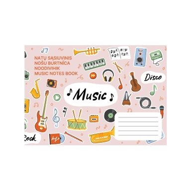Muzikos sąsiuvinys, A5, 16 lapų. Vidinių lapų gramatūra – 90 g/m2. Muzikos sąsiuvinys, A5, 16 lapų. Vidinių lapų gramatūra – 90 g/m2.