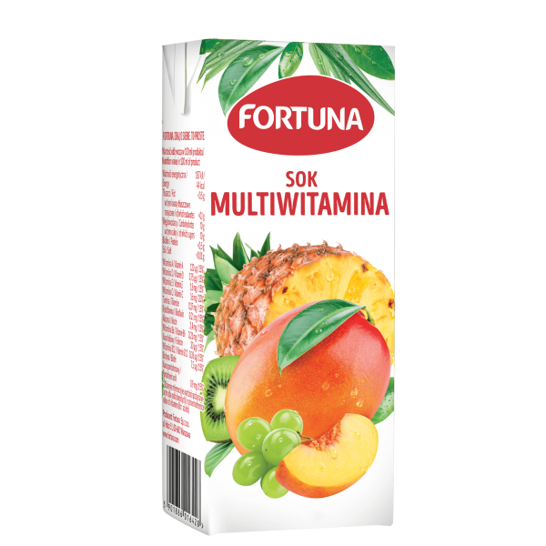 Multivitaminų sultys FORTUNA, Mergaitė, 100%, 0,2 l