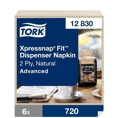 Natūralios servetėlės,TORK Xpressnap Fit dozatoriui N14, 720 vnt, 12830 Natūralios servetėlės,TORK Xpressnap Fit dozatoriui N14, 720 vnt, 12830