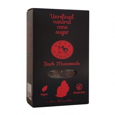 Nerafinuotas cukranendrių cukrus DODO Dark Muscovado, 500 g Nerafinuotas cukranendrių cukrus DODO Dark Muscovado, 500 g